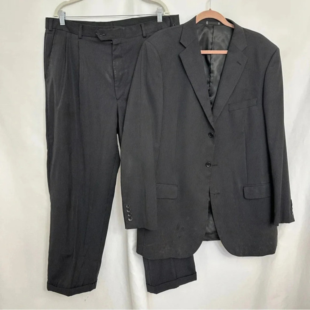 Emanuel‎ Ungaro Men's 44L Blazer 38W Pants 2-Pc-Suit 100% Wool Black